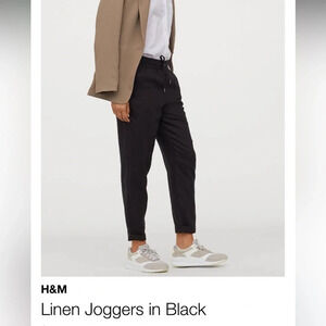 H&M, S, navy blue, line pocketed elastic waist w/drawstring tassel jogger, pant